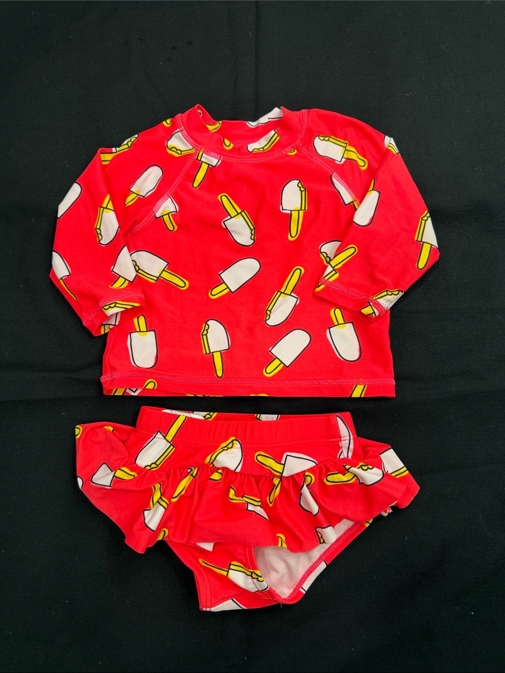 Girls' Red Popsicle Print Rash Guard Set